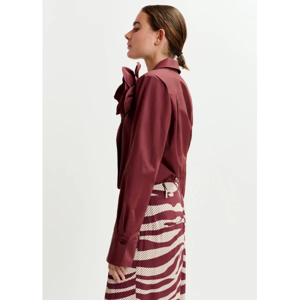 Essentiel Antwerp Burgundy bodysuit with self-fabric flower, view 5