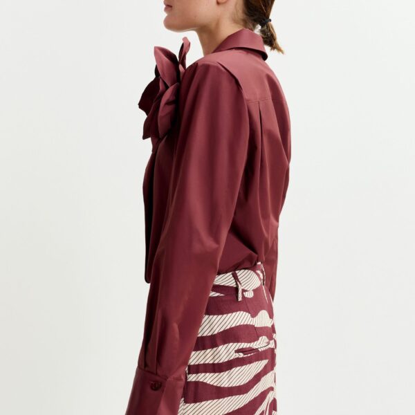 Essentiel Antwerp Burgundy bodysuit with self-fabric flower - Essentiel Antwerp Bodysuit - Colorful Belgian Design - Shop at Coveti