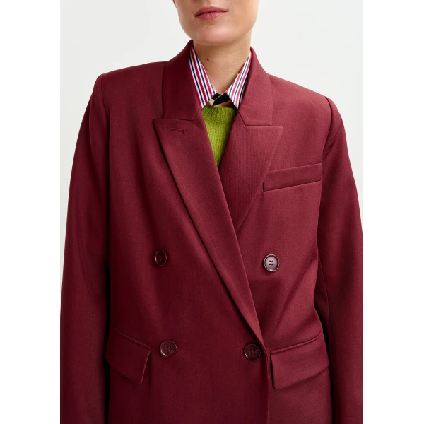 Essentiel Antwerp Burgundy double-breasted blazer, view 3