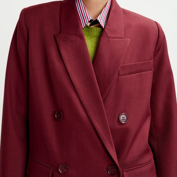 Essentiel Antwerp Burgundy double-breasted blazer - Essentiel Antwerp Jackets - Colorful Belgian Design - Shop at Coveti