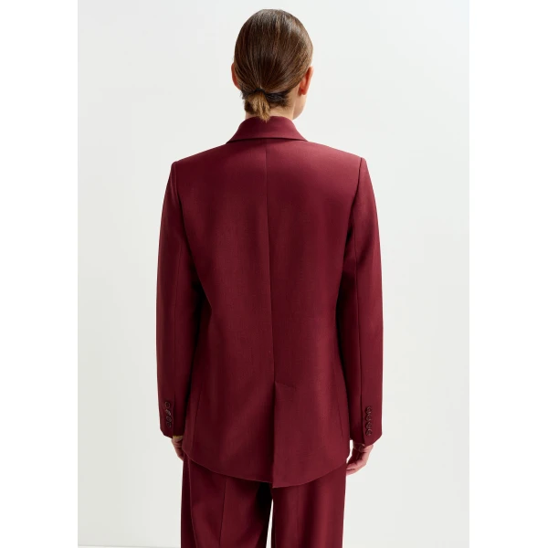 Essentiel Antwerp Burgundy double-breasted blazer, view 4
