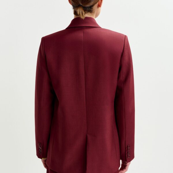 Essentiel Antwerp Burgundy double-breasted blazer - Essentiel Antwerp Jackets - Colorful Belgian Design - Shop at Coveti