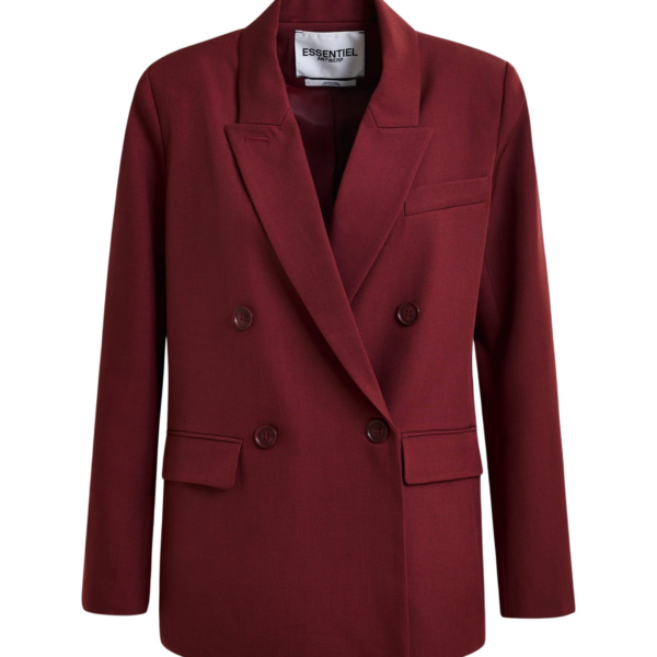 Essentiel Antwerp Burgundy double-breasted blazer - Essentiel Antwerp Jackets - Colorful Belgian Design - Shop at Coveti