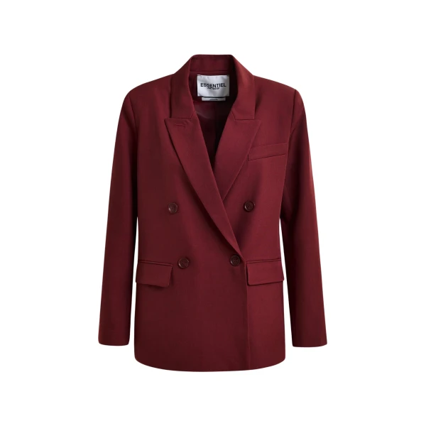Essentiel Antwerp Burgundy double-breasted blazer - Essentiel Antwerp Jackets - Colorful Belgian Design - Shop at Coveti