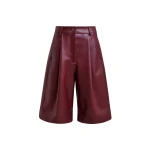 Essentiel Antwerp Burgundy faux leather bermuda shorts - Essentiel Antwerp Shorts - Colorful Belgian Design - Shop at Coveti