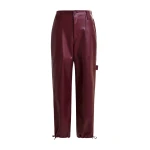 Essentiel Antwerp Burgundy faux leather tapered cargo pants - Essentiel Antwerp Pants - Colorful Belgian Design - Shop at Coveti