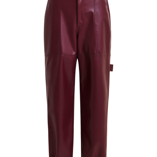 Essentiel Antwerp Burgundy faux leather tapered cargo pants - Essentiel Antwerp Pants - Colorful Belgian Design - Shop at Coveti