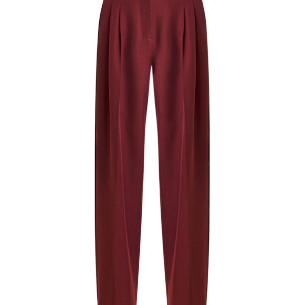 Essentiel Antwerp Burgundy tapered pants with crease - Essentiel Antwerp Pants - Colorful Belgian Design - Shop at Coveti