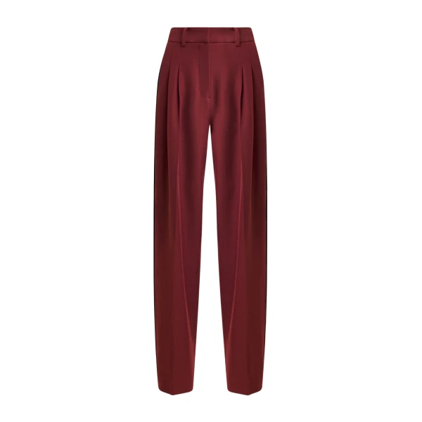 Essentiel Antwerp Burgundy tapered pants with crease - Essentiel Antwerp Pants - Colorful Belgian Design - Shop at Coveti