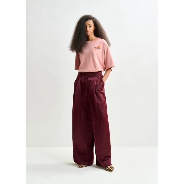 Essentiel Antwerp Burgundy wide-leg pants, view 2