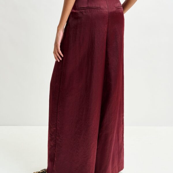 Essentiel Antwerp Burgundy wide-leg pants - Essentiel Antwerp Pants - Colorful Belgian Design - Shop at Coveti