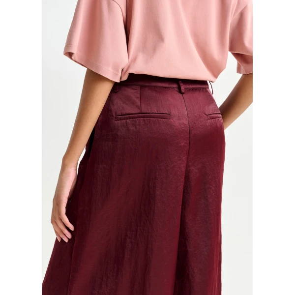 Essentiel Antwerp Burgundy wide-leg pants, view 4