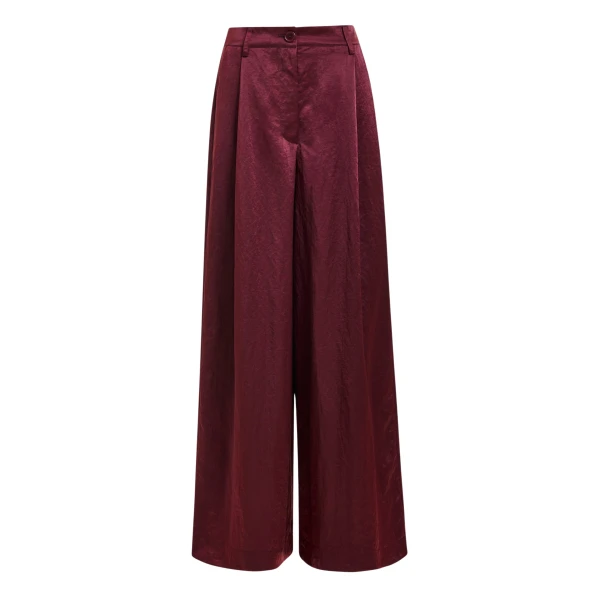 Essentiel Antwerp Burgundy wide-leg pants - Essentiel Antwerp Pants - Colorful Belgian Design - Shop at Coveti