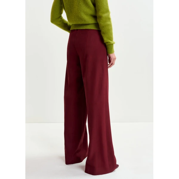 Essentiel Antwerp Burgundy wide-leg pants with pressed crease, view 5