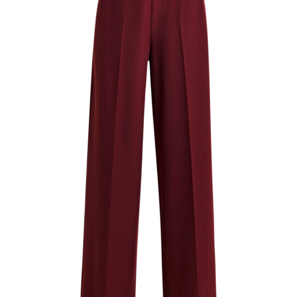 Essentiel Antwerp Burgundy wide-leg pants with pressed crease - Essentiel Antwerp Pants - Colorful Belgian Design - Shop at Coveti