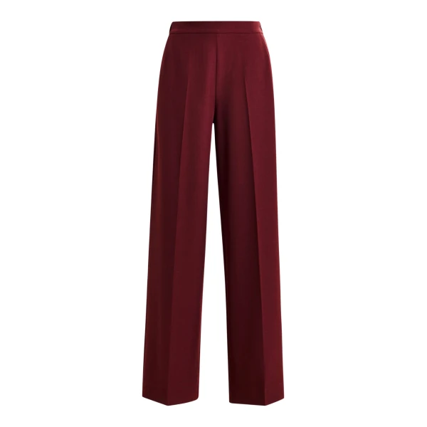 Essentiel Antwerp Burgundy wide-leg pants with pressed crease - Essentiel Antwerp Pants - Colorful Belgian Design - Shop at Coveti