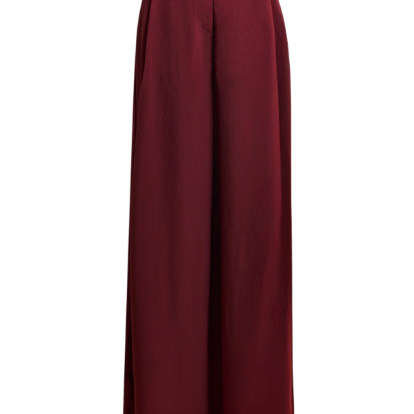 Essentiel Antwerp Burgundy wide-leg satin pants - Essentiel Antwerp Pants - Colorful Belgian Design - Shop at Coveti