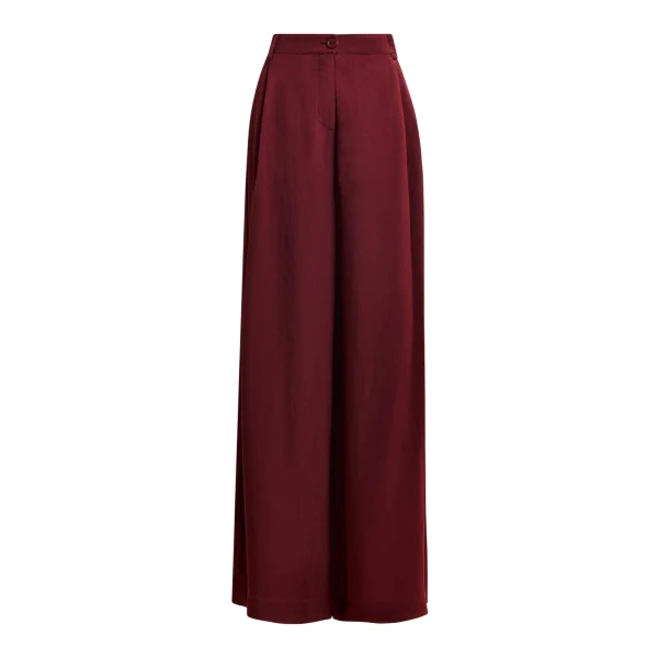 Essentiel Antwerp Burgundy wide-leg satin pants - Essentiel Antwerp Pants - Colorful Belgian Design - Shop at Coveti