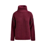 Essentiel Antwerp Burgundy wool-blend turtleneck with detachable collar and rhinestone embellishments - Essentiel Antwerp Knitwear - Colorful Belgian Design - Shop at Coveti
