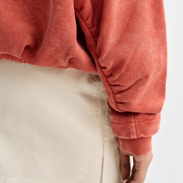 Essentiel Antwerp Burned orange cropped cotton sweatshirt with wrapback detail - Essentiel Antwerp Shirts - Colorful Belgian Design - Shop at Coveti