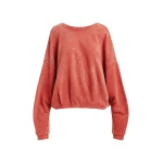 Essentiel Antwerp Burned orange cropped cotton sweatshirt with wrapback detail - Essentiel Antwerp Shirts - Colorful Belgian Design - Shop at Coveti