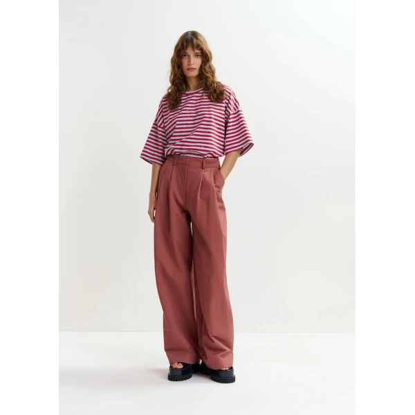 Essentiel Antwerp Burned orange pleated wide-leg pants, view 2