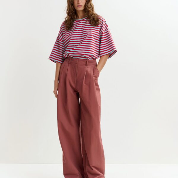 Essentiel Antwerp Burned orange pleated wide-leg pants - Essentiel Antwerp Pants - Colorful Belgian Design - Shop at Coveti