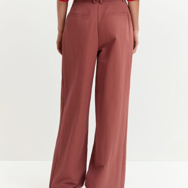 Essentiel Antwerp Burned orange pleated wide-leg pants - Essentiel Antwerp Pants - Colorful Belgian Design - Shop at Coveti