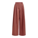 Essentiel Antwerp Burned orange pleated wide-leg pants - Essentiel Antwerp Pants - Colorful Belgian Design - Shop at Coveti