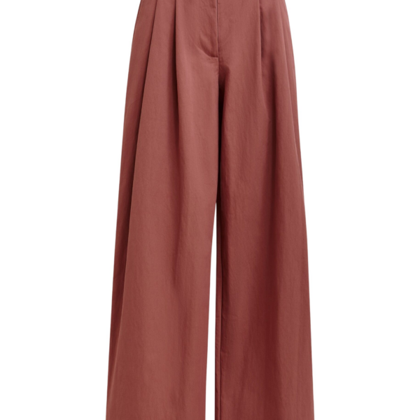 Essentiel Antwerp Burned orange pleated wide-leg pants - Essentiel Antwerp Pants - Colorful Belgian Design - Shop at Coveti