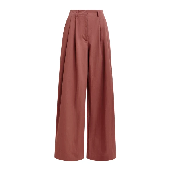 Essentiel Antwerp Burned orange pleated wide-leg pants - Essentiel Antwerp Pants - Colorful Belgian Design - Shop at Coveti