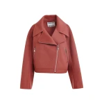 Essentiel Antwerp Burned orange wool double-faced jacket - Essentiel Antwerp Jackets - Colorful Belgian Design - Shop at Coveti