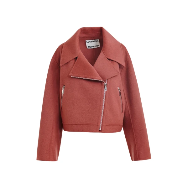 Essentiel Antwerp Burned orange wool double-faced jacket - Essentiel Antwerp Jackets - Colorful Belgian Design - Shop at Coveti