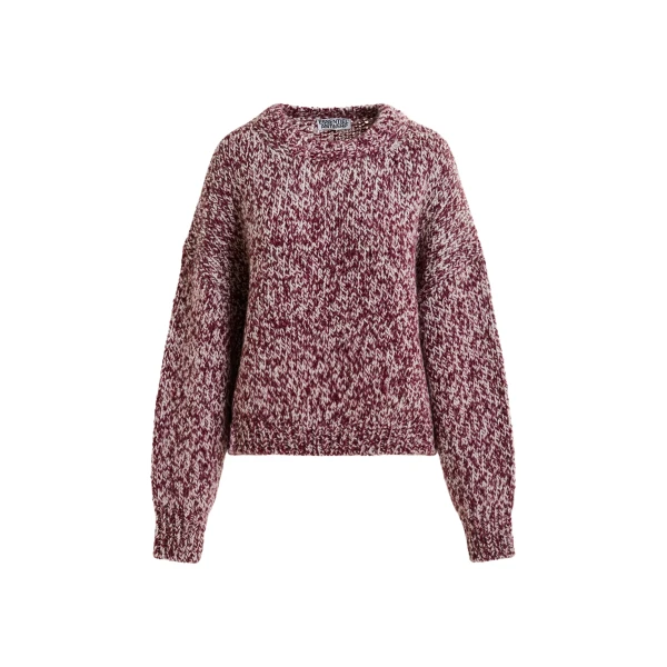 Essentiel Antwerp Burugndy and off-white melange wool-blend sweater - Essentiel Antwerp Knitwear - Colorful Belgian Design - Shop at Coveti