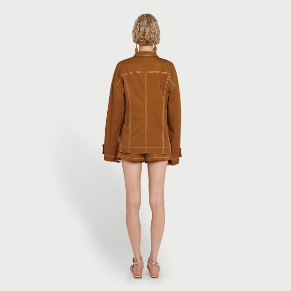 Giambattista Valli Camel Cotton Shorts - Giambattista Valli Shorts - Romantic Couture - Shop at Coveti
