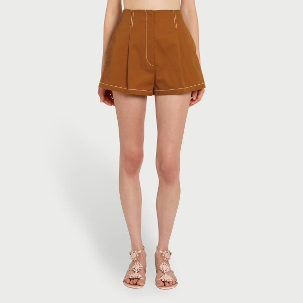 Giambattista Valli Camel Cotton Shorts - Giambattista Valli Shorts - Romantic Couture - Shop at Coveti