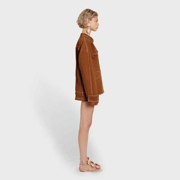 Giambattista Valli Camel Cotton Shorts - Giambattista Valli Shorts - Romantic Couture - Shop at Coveti