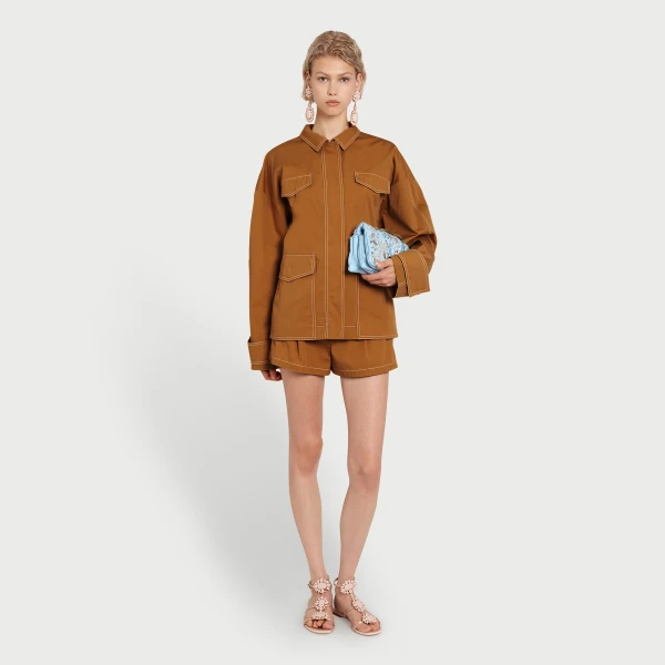Giambattista Valli Camel Cotton Shorts - Giambattista Valli Shorts - Romantic Couture - Shop at Coveti