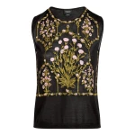 Giambattista Valli Cashmere And Silk Embroidered Treillage Black Tank Top - Giambattista Valli Tops - Romantic Couture - Shop at Coveti