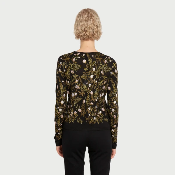 Giambattista Valli Cashmere And Silk Embroidered Treillage Black Top - Giambattista Valli Tops - Romantic Couture - Shop at Coveti