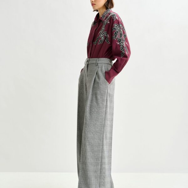 Essentiel Antwerp Checked grey and black wide-leg pants - Essentiel Antwerp Pants - Colorful Belgian Design - Shop at Coveti