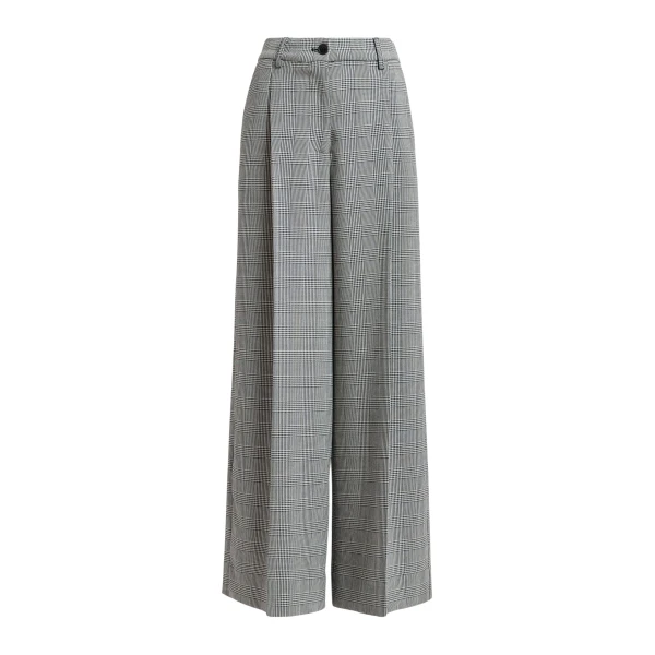 Essentiel Antwerp Checked grey and black wide-leg pants - Essentiel Antwerp Pants - Colorful Belgian Design - Shop at Coveti