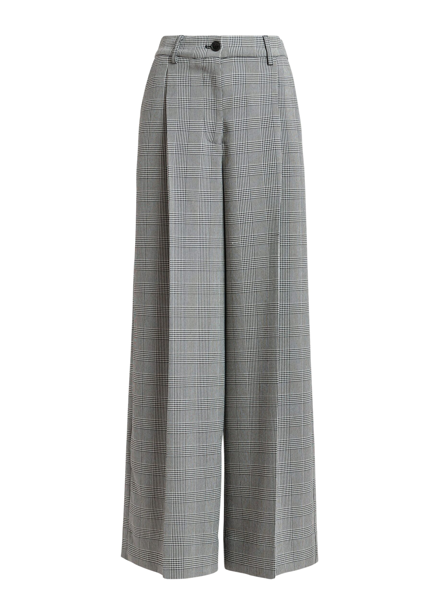 Essentiel Antwerp Checked grey and black wide-leg pants