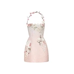 Oscar de la Renta Cherry Blossom Sequin Cocktail Dress - Oscar de la Renta Dresses - American Couture - Shop at Coveti