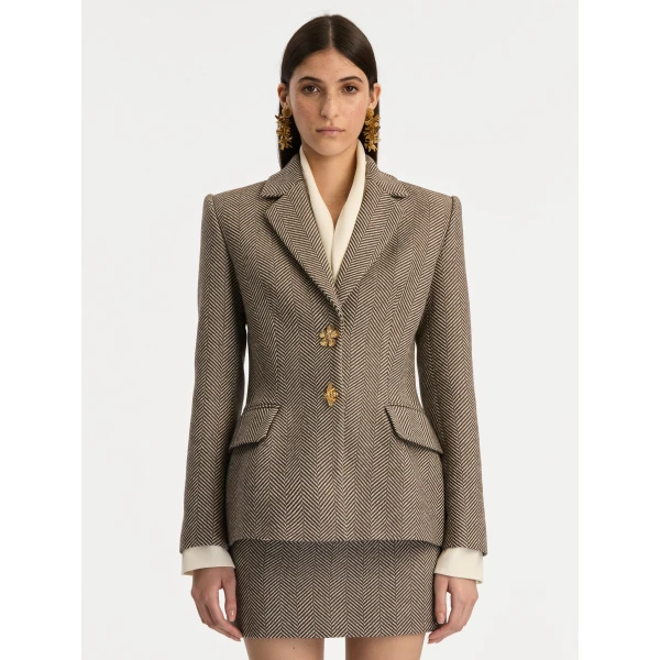 Oscar de la Renta Chevron Cashmere-Blend Jacket - Oscar de la Renta Jackets - American Couture - Shop at Coveti