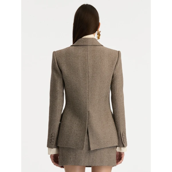 Oscar de la Renta Chevron Cashmere-Blend Jacket - Oscar de la Renta Jackets - American Couture - Shop at Coveti