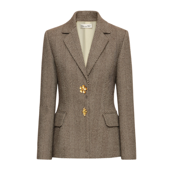 Oscar de la Renta Chevron Cashmere-Blend Jacket - Oscar de la Renta Jackets - American Couture - Shop at Coveti