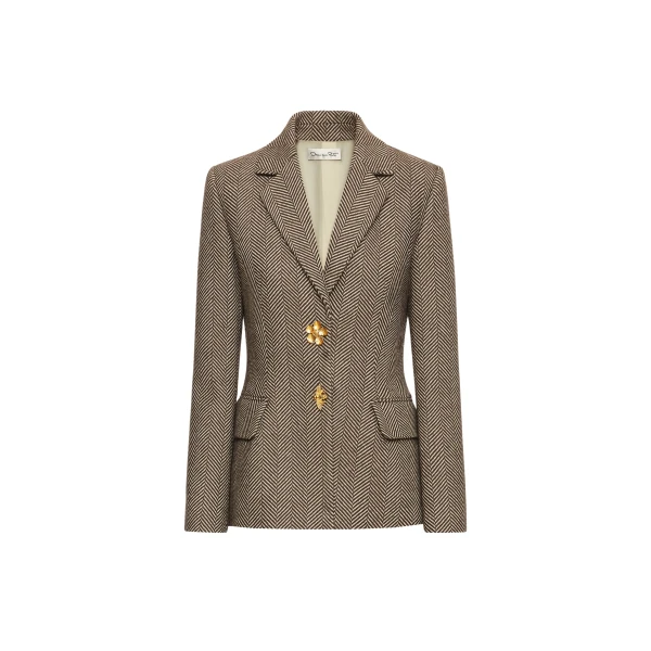 Oscar de la Renta Chevron Cashmere-Blend Jacket - Oscar de la Renta Jackets - American Couture - Shop at Coveti