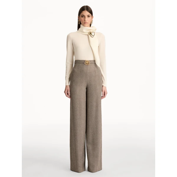 Oscar de la Renta Chevron Cashmere-Blend Pant - Oscar de la Renta Pants - American Couture - Shop at Coveti
