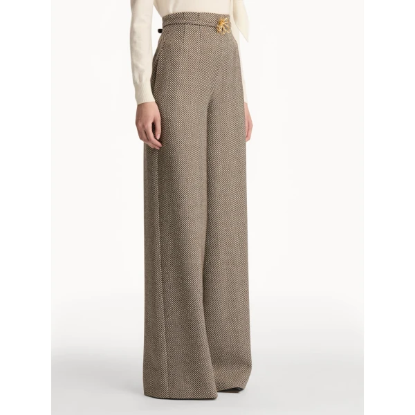 Oscar de la Renta Chevron Cashmere-Blend Pant - Oscar de la Renta Pants - American Couture - Shop at Coveti
